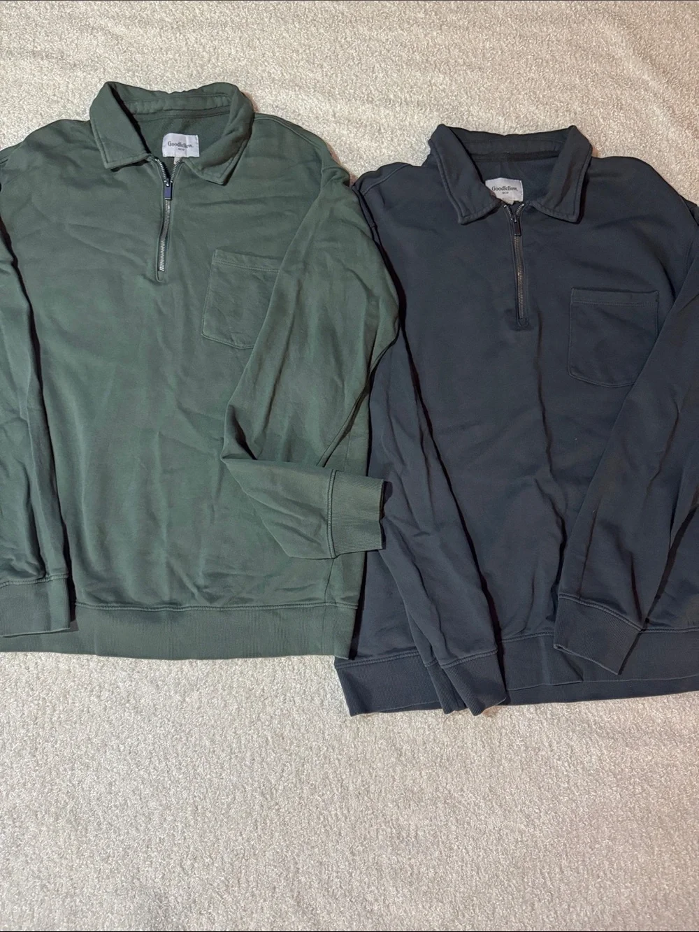 Goodfellow & Co Men’s Half-Zip Pullover Sweatshirts - Olive Green & Charcoal